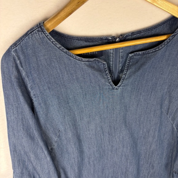 Talbots Blue Chambray Denim Long Sleeve Dress Preppy Western - Picture 4 of 7